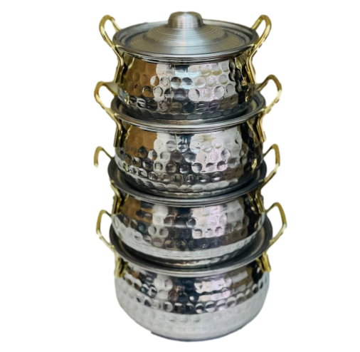 سرویس 12 پارچه دیگچه چکشی دسته طلا