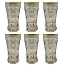 لیوان لب طلا اکوامارین بسته 6 عددی