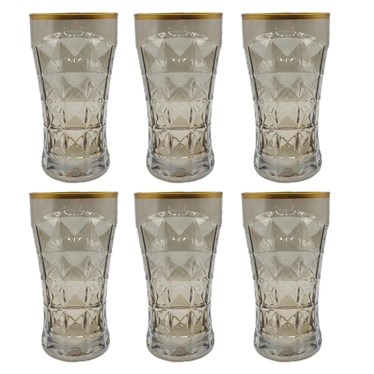 لیوان لب طلا اکوامارین بسته 6 عددی