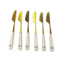 ست کارد کره خوری طلایی دسته سرامیکی طرح قلب 6 عددی