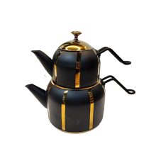 کتری و قوری لوله دار کی اس تی دسته فلزی مدل نوار رنگی