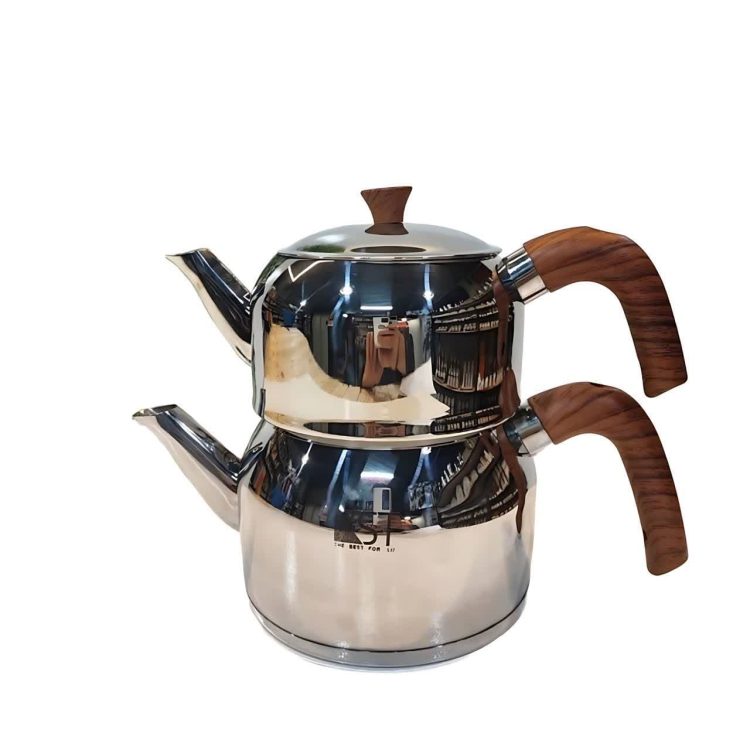 کتری و قوری لوله دار کی اس تی مدل دسته چوبی