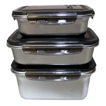 ظرف 3 تیکه یخچالی فریزری استیل یونیک مدل مستطیلی قفل دار