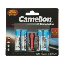 پک باتری کملیون مدل Digi Alkaline به همراه چراغ قوه