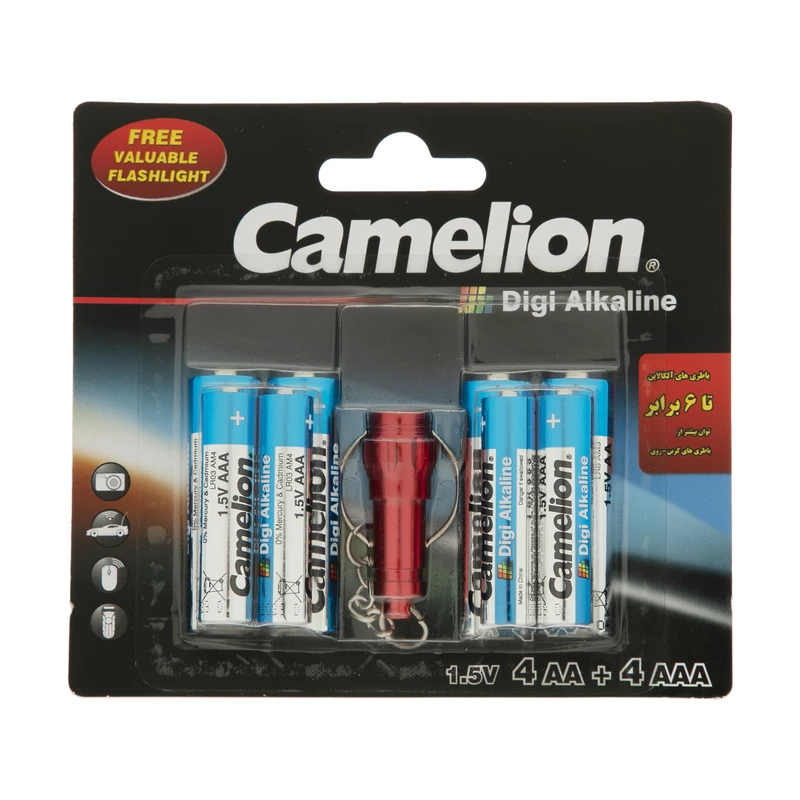 پک باتری کملیون مدل Digi Alkaline به همراه چراغ قوه