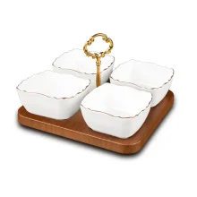 اردو خوری مربع لمون مدل موج 4 خانه لب طلا کد ۳۴۵