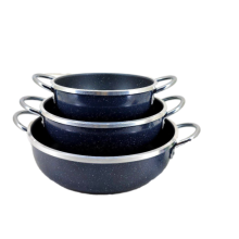 سه تابه دو دسته نقره ای صبا