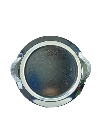 سینی گرد استیل دسته دار