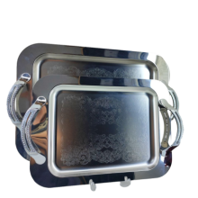 سینی استیل دسته دار مستطیل کد2