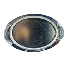 سینی استیل دسته دار بیضی کد2