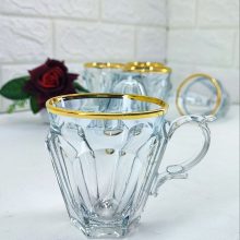 فنجان شیشه ای لب طلا امور
