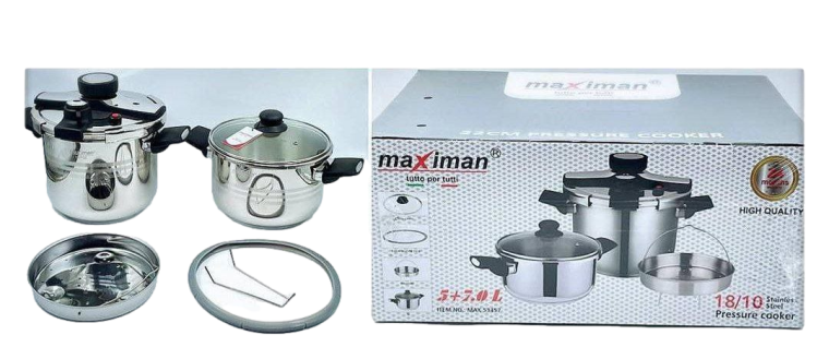 زودپز استیل دو قلو 5 و 7 لیتری مکسی من مدل 107