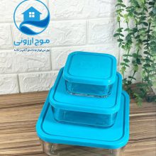 ظرف غذا 3 تایی شیشه ای مربع