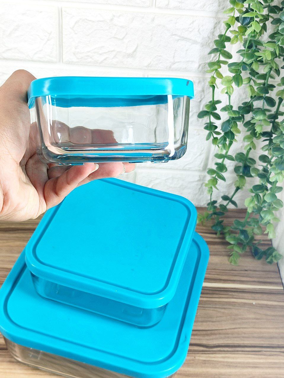 ظرف غذا 3 تایی شیشه ای مربع