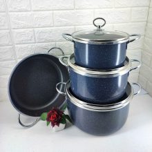 سرویس قابلمه ۷ پارچه طرح چدن دسته نقره ای صبا مدل 01179