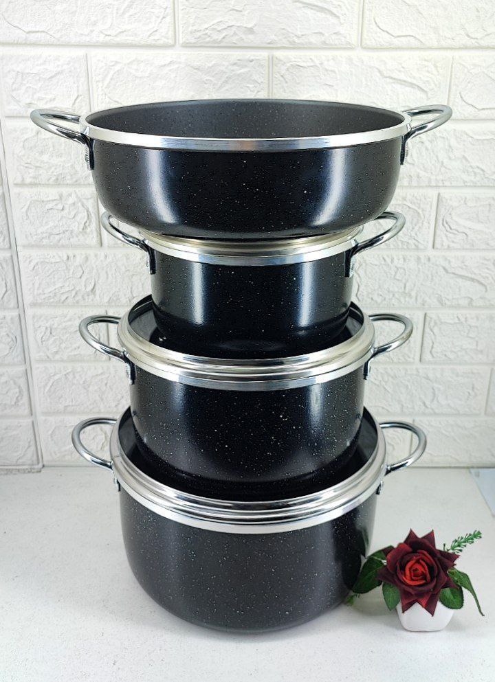 سرویس قابلمه ۷ پارچه طرح چدن دسته نقره ای صبا مدل 01179