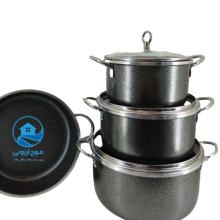 سرویس قابلمه ۷ پارچه طرح چدن دسته نقره ای صبا مدل 01179