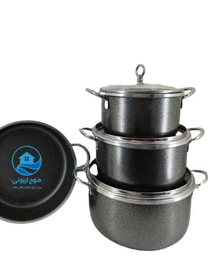 سرویس قابلمه ۷ پارچه طرح چدن دسته نقره ای صبا مدل 01179