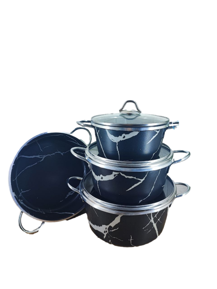 سرویس قابلمه 7 پارچه طرح سنگ دسته نقره ای هلنا