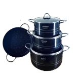 سرویس قابلمه 7 پارچه کلاسیک خط دار دسته نقره ای هلنا