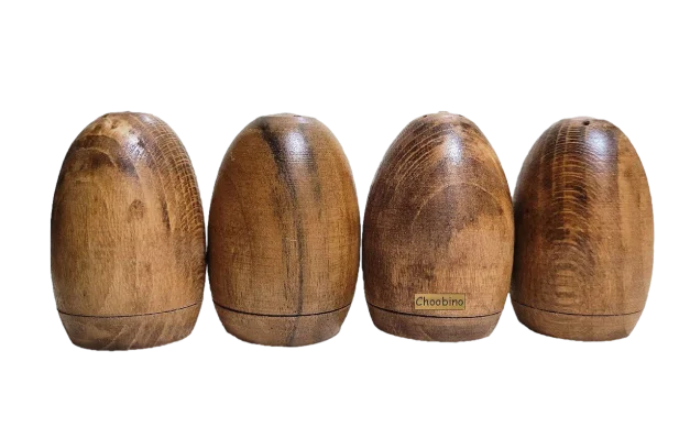 نمکدان چوبی راش طرح سلاله کوچک و بزرگ