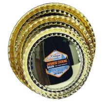 سینی گرد استیل طلایی یونیک