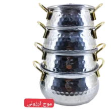 سرویس قابلمه 8 پارچه چکشی دسته طلایی روحی