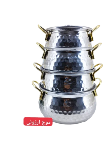 سرویس قابلمه 8 پارچه چکشی دسته طلایی روحی