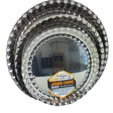 سینی گرد استیل لب کنگره ای نقره ای یونیک