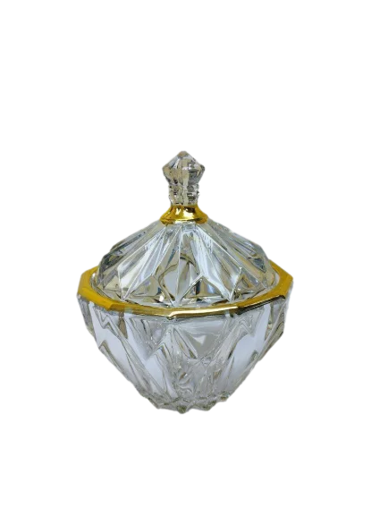 قندان شیشه ای لب طلا مودنا